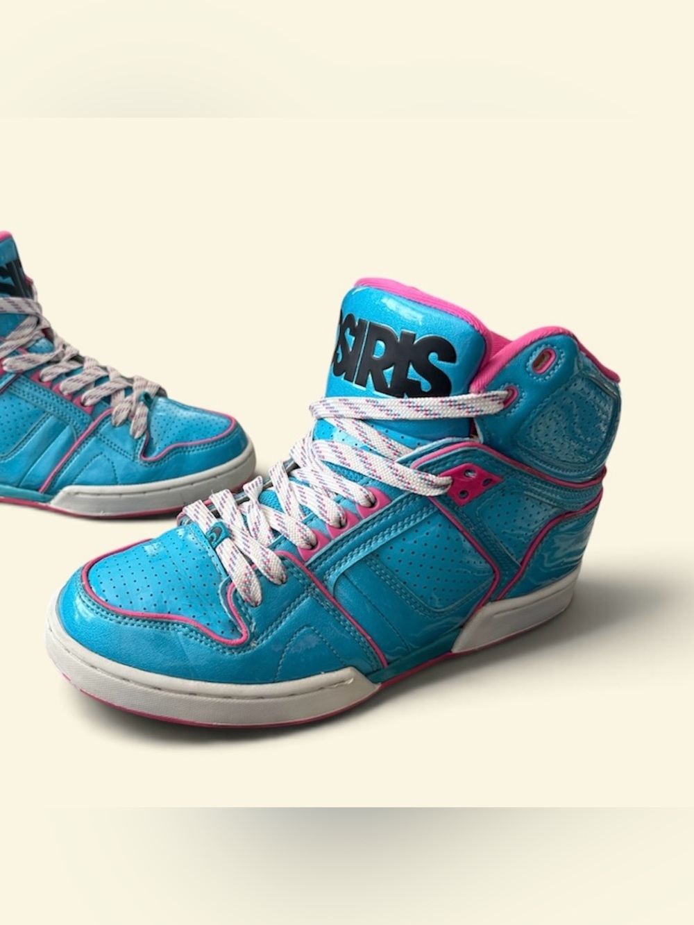 Osiris Women's High-Top Sneaker sz 8.5 Turquoise with Pink nyc 83 all ult blue